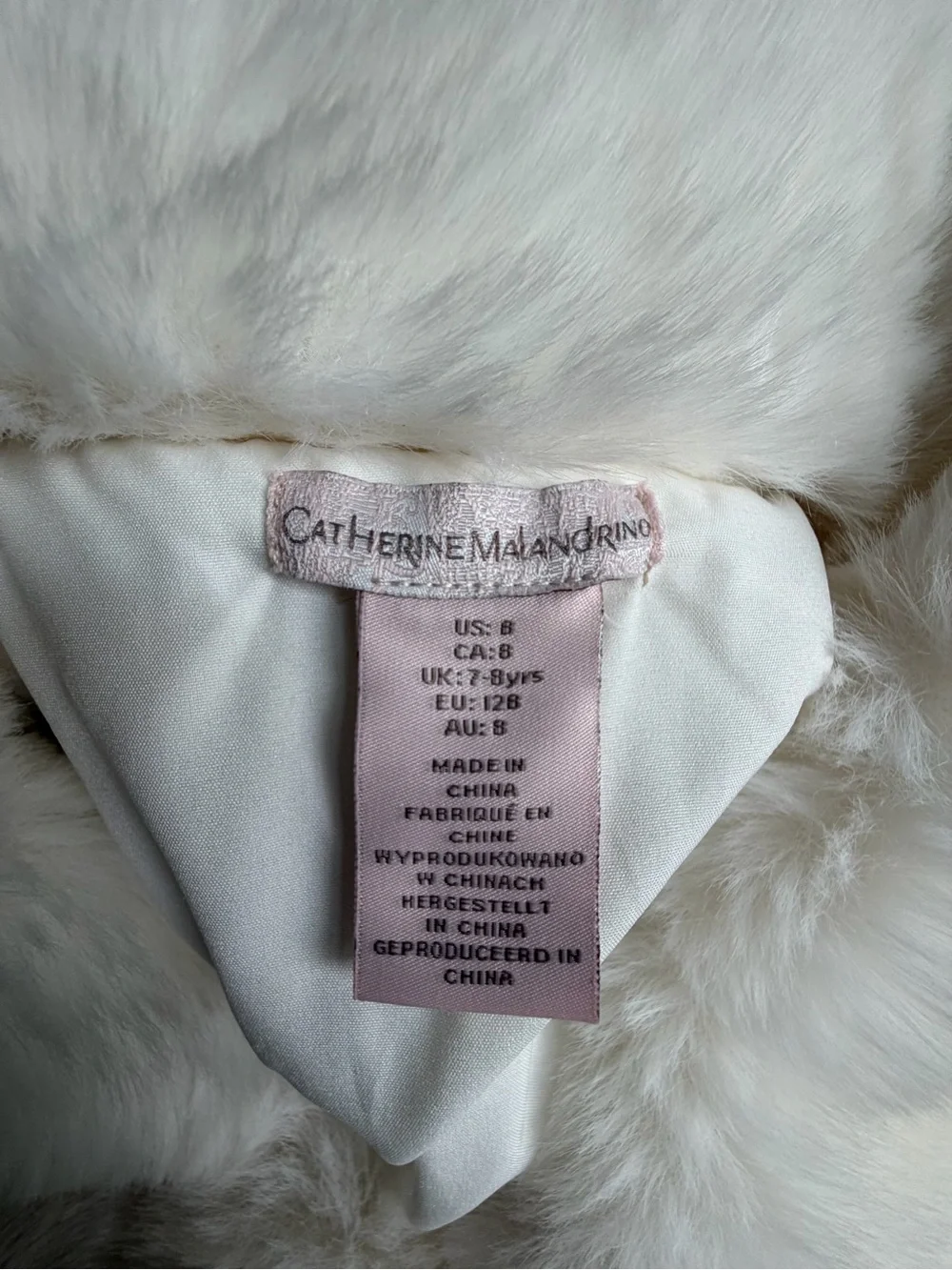 Catherine Malandrino Cream Faux Fur Collar Wrap Trench Coat